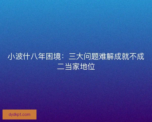 小波什八年困境：三大问题难解成就不成二当家地位