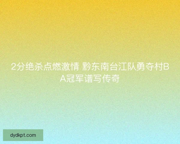 2分绝杀点燃激情 黔东南台江队勇夺村BA冠军谱写传奇 2分绝杀点燃激情 黔东南台江队勇夺村BA冠军谱写传奇